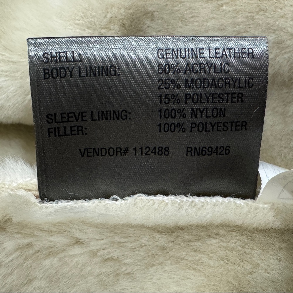Wilsons Leather Tan Suede Coat Ivory Faux Fur Lined Hooded Jacket Womens 1X - Picture 11 of 15